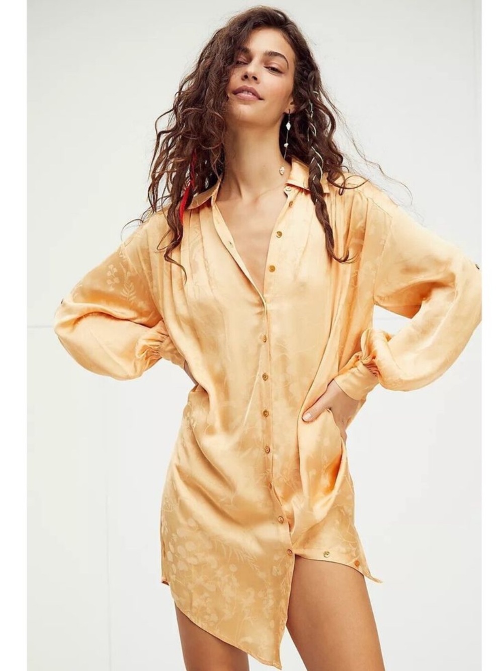 NEW RARE SPELL AND THE GYPSY COLLECTIVE VERONA MINI SHIRT DRESS LEMON BUTTER